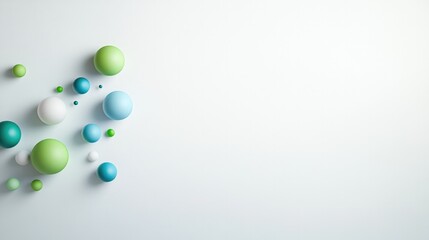 Colorful spheres arranged artistically on minimalist background