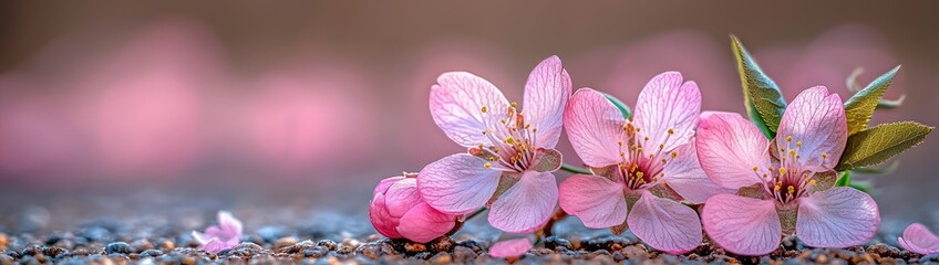 Dreamy Cherry Blossom Orchard in Full Spring Bloom with Falling Petals and Soft Pink Serenity