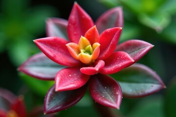 High definition macro shot of Little Stephania erecta Craib euphorbia leaf, botanical, succulent, flower