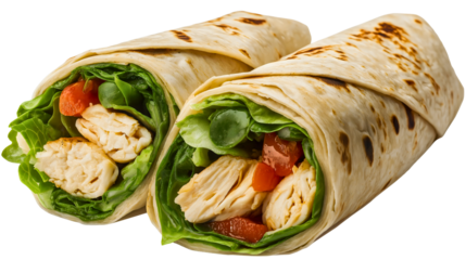 Healthy Grilled Chicken Tortilla Wrap with Fresh Ingredients for Wholesome Lunch or Snack