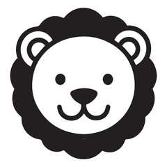 Illustration of silhouette of a isolated Cute Lion Head