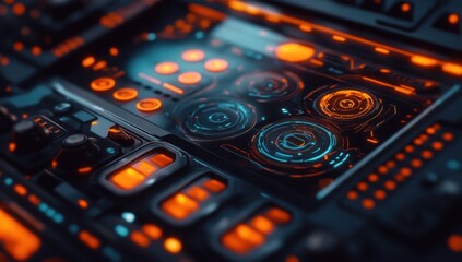 Futuristic Control Panel: Cyberpunk Interface Design