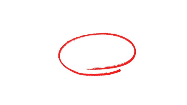 Hand-drawing oval frame circle animation, Hand-drawn red circle highlight with transparent background. 4K resolution
