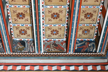 Le plafond peint du logis abbatial de Saint Hilaire (Aude).