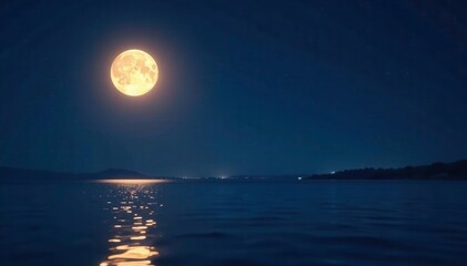 Softly glowing moonlight illuminates a gentle splash of water, reflection, night, water
