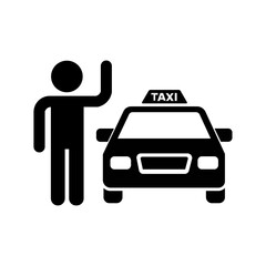 Person Hailing a Taxi Vector Icon.