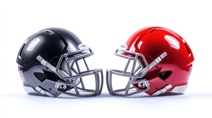 Fototapeta premium Isolated American Football Helmets on White Background - Gridiron Sport Gear
