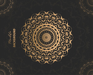 luxury ornamental modern mandala design background in gold  black color, design element mandala art, vector art