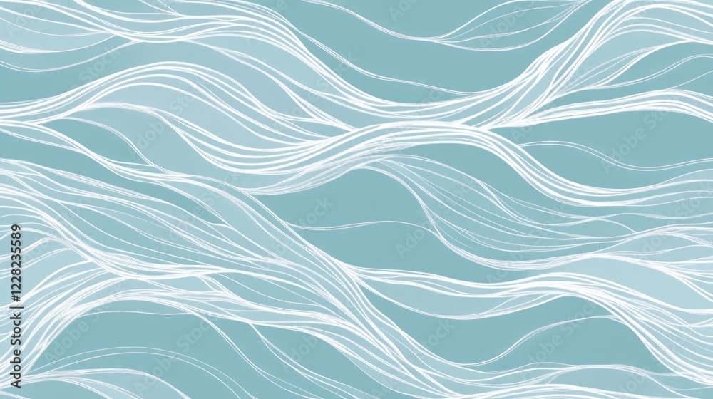 Poster abstract blue waves pattern design white lines