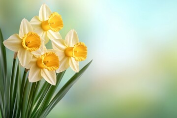 Fototapeta premium Bunch of yellow flowers with a green stem