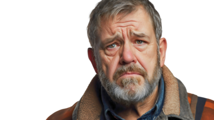 Serious Portrait of Distressed Bearded Man Reflecting Vulnerability and Emotion