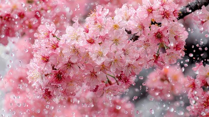 Dreamy Cherry Blossom Orchard in Full Spring Bloom with Falling Petals and Soft Pink Serenity