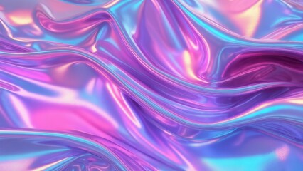 Fototapeta premium Colorful iridescent fabric waves create mesmerizing patterns in soft light