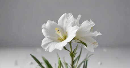 Minimalist composition of white oenothera flower, simplicity, monotone