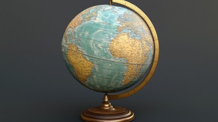Antique Globe Shows Worlds Continents and Oceans