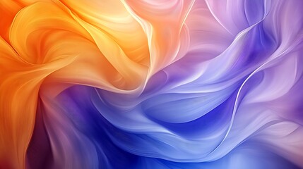 Fototapeta premium Vibrant Abstract Satin Fabric in Sunset Colors Blending Orange Purple and Blue for Artistic Decor : Generative AI