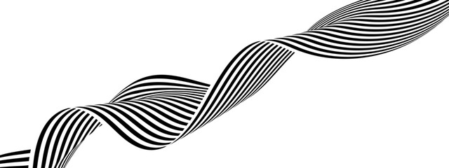Dynamic black and white background abstract with wavy stripes and flow