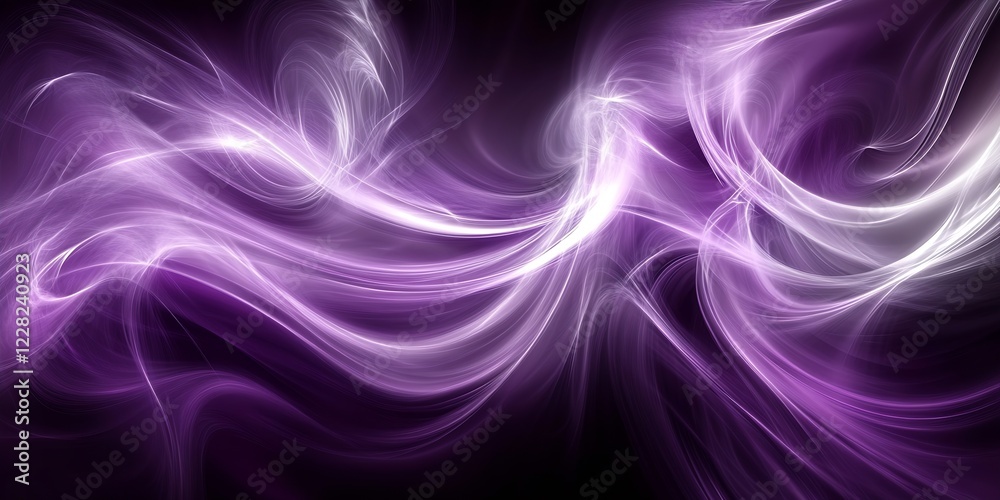 Poster mystical abstract purple light swirls with ethereal flowing waves : generative ai