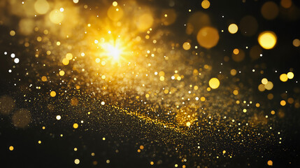 Golden Glittering Bokeh Background for Festive Celebrations and Dreamy Atmosphere