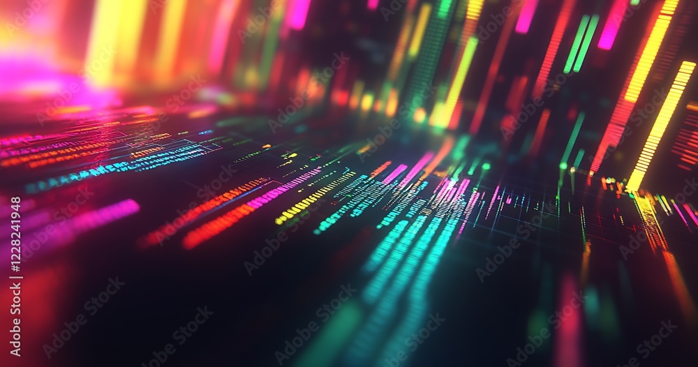 Poster vibrant neon light streaks in futuristic cyber technology abstract background : generative ai