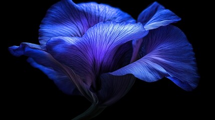 Deep Blue Flower Petals Dark Background