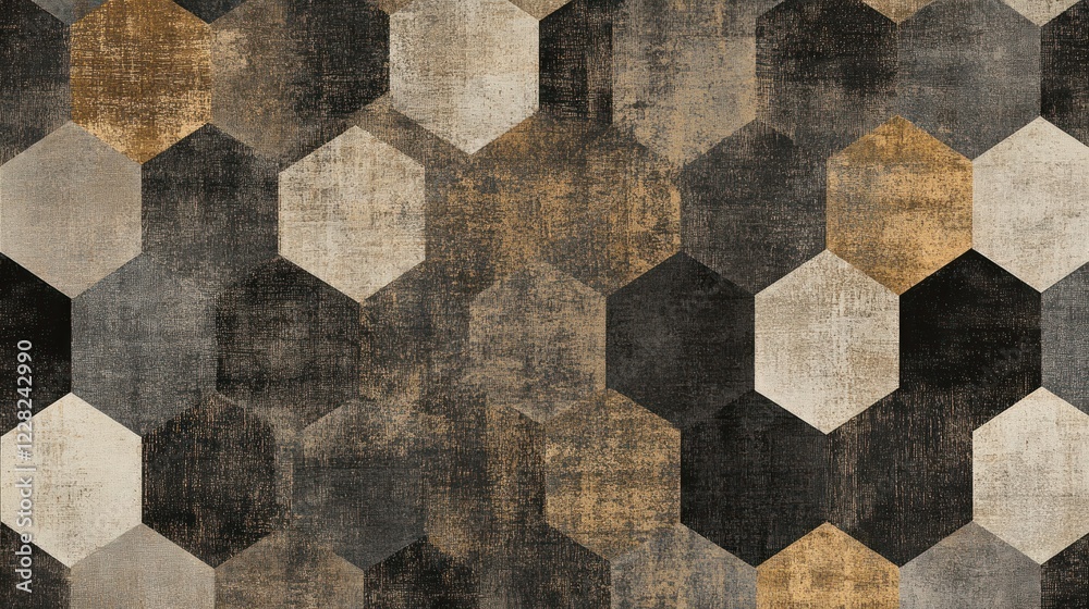 Poster abstract hexagon pattern in earthy tones