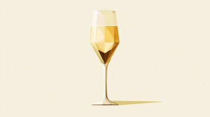 Elegant geometric representation of a golden champagne flute against a minimalist background