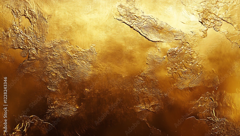 Poster richly textured gold surface with artful brush strokes and elegant metallic appearance : generative 