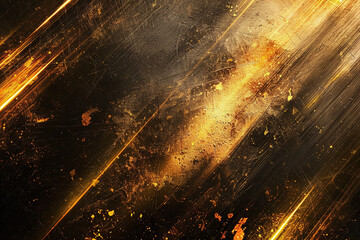 Elegant Flowing Golden Waves with Glowing Particles on a Dark Background, Abstract Futuristic Texture and Luxury Artistic Design