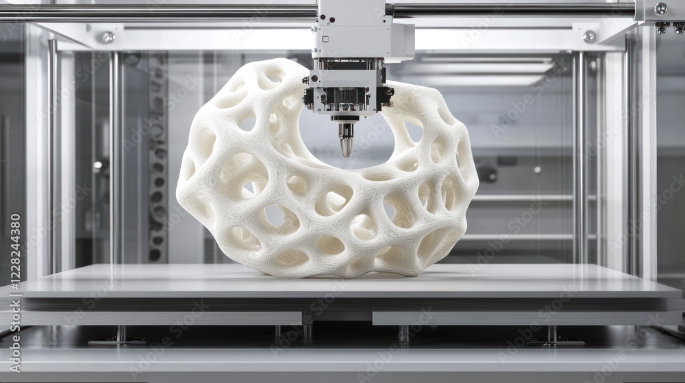Poster three dimensional printer creating a porous white object
