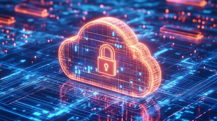 Innovative cybersecurity concept with digital cloud and secure data encryption : Generative AI