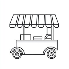 Fototapeta premium Food cart, outdoor market, selling snacks, sunny day, business