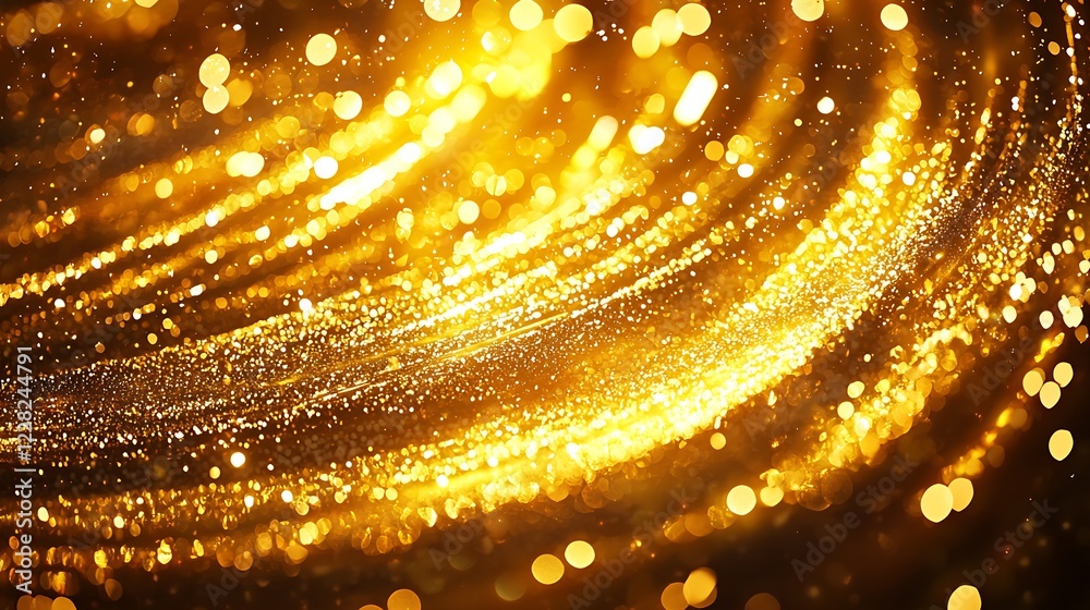 Aufkleber Golden Spiral of Shimmering Light Particles Creating Magical Abstract Background : Generative AI