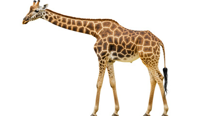 Naklejka premium Majestic Standing Giraffe in Savannah Habitat Illustrating Earth's Biodiversity and Wildlife Conservation