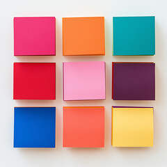 Colorful Sticky Notes Arranged in a Grid on a White Background