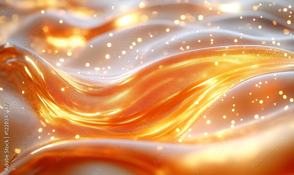 Leinwandbilder luminous golden liquid waves creating mesmerizing artistic patterns : generative ai