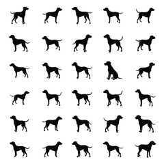  Dog Vector Silhouette,Dogs Walking and Running Silhouettes,Silhouette dog vector design. Illustration.Cute animals silhouette
