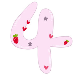 Number 0-9 Sweet pink Design with Heart doodle Illustration
