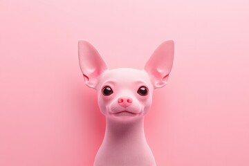 Fototapeta premium Charming pink dog portrait against soft pink background, exuding