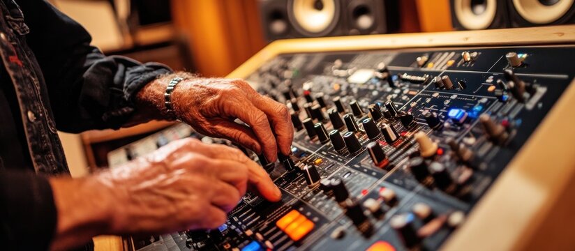 Veteran Sound Engineer at Work in a Recording Studio