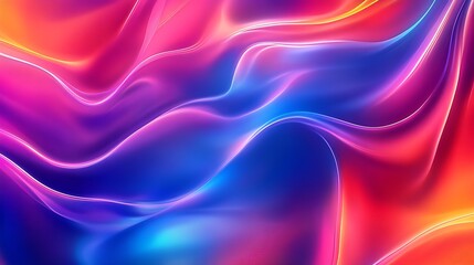 Obraz premium Modern Abstract Design with Bold Waves of Colorful Neon Light : Generative AI