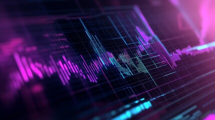 Innovative Neon Pink and Blue Financial Data Graph with Futuristic Design : Generative AI