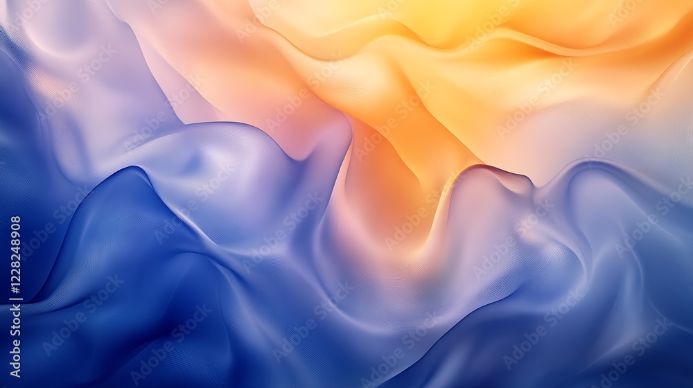 Leinwandbilder Seamless Wavy Abstract Background in Blue and Yellow for Modern Design and Visual Projects : Generative AI