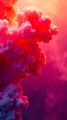 Fototapeta premium illustration of a huge pink cloud of smoke in the sky