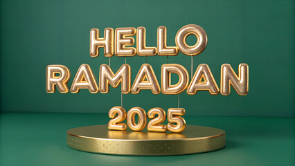3d render of a label on vintage background, background Hello Ramadan 2025: A Warm Welcome bsloons