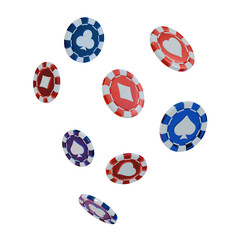 Composition of  red blue casino poker chip