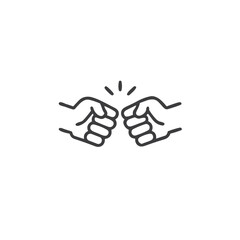 Obraz premium Fist bump icon, celebratory gesture, minimalist black outline on white background, copy space