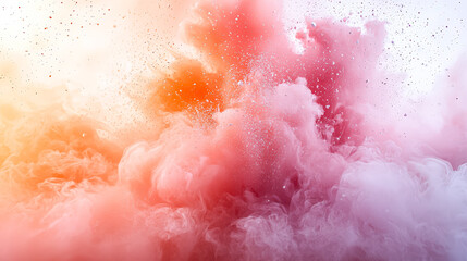 Obraz premium Colorful cloud of smoke with orange and pink hues. The smoke is billowing and swirling, creating a sense of movement and energy. The colors are vibrant and eye-catching