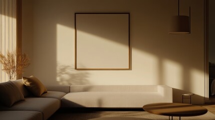 Minimalist Living Room Interior Design With Blank Canvas