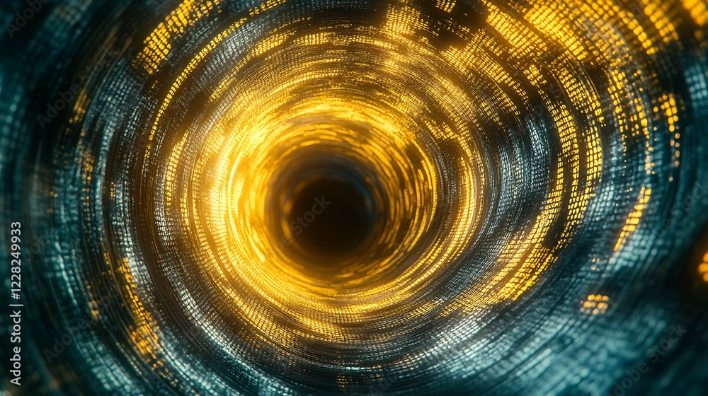 Leinwandbilder digital turquoise and amber light tunnel with futuristic patterns : generative ai